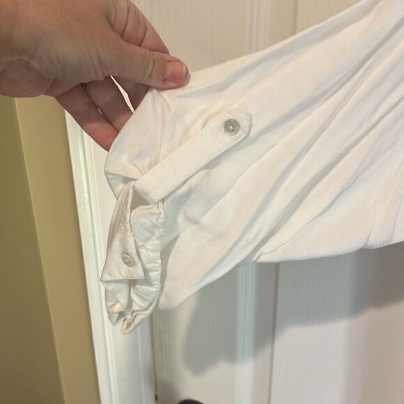 KC Kahkis & Co white button down roll sleeve white top - Picture 4 of 6